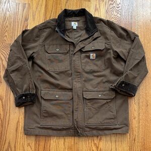 Carhartt‎ Brown Canvas Work Jacket Coat Corduroy Men's size Large